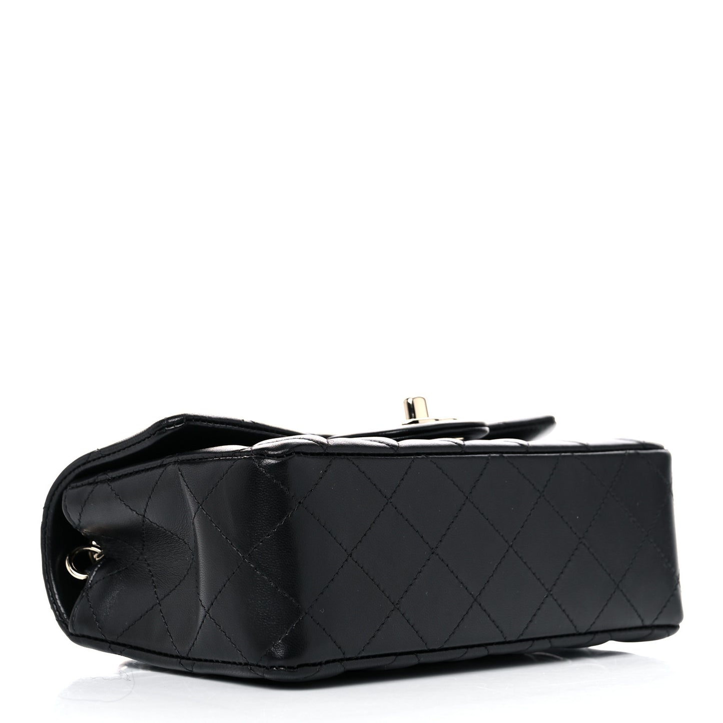 Lambskin Quilted Mini Rectangular Flap Black