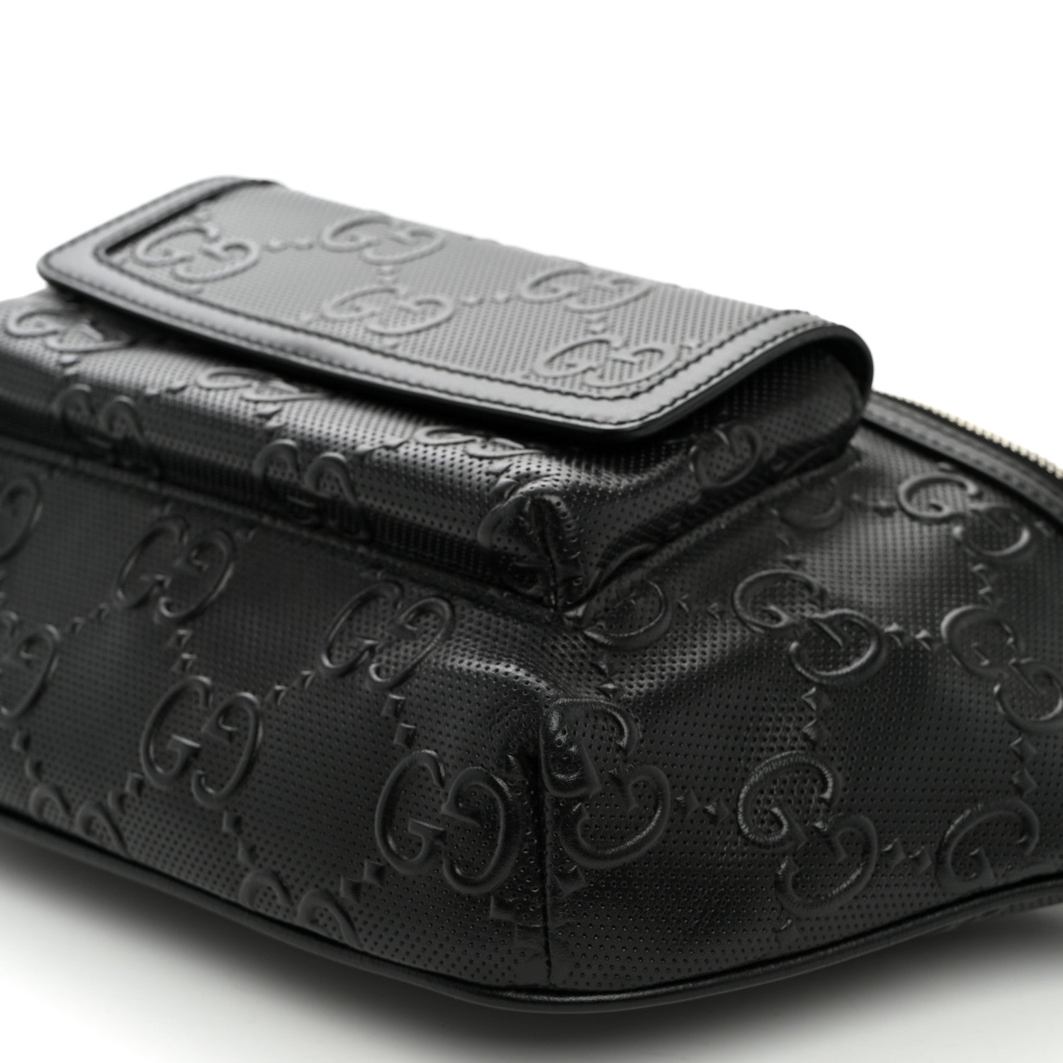Gucci Calfskin GG Tennis Embossed Pocket Belt Bag Black 9 of 9