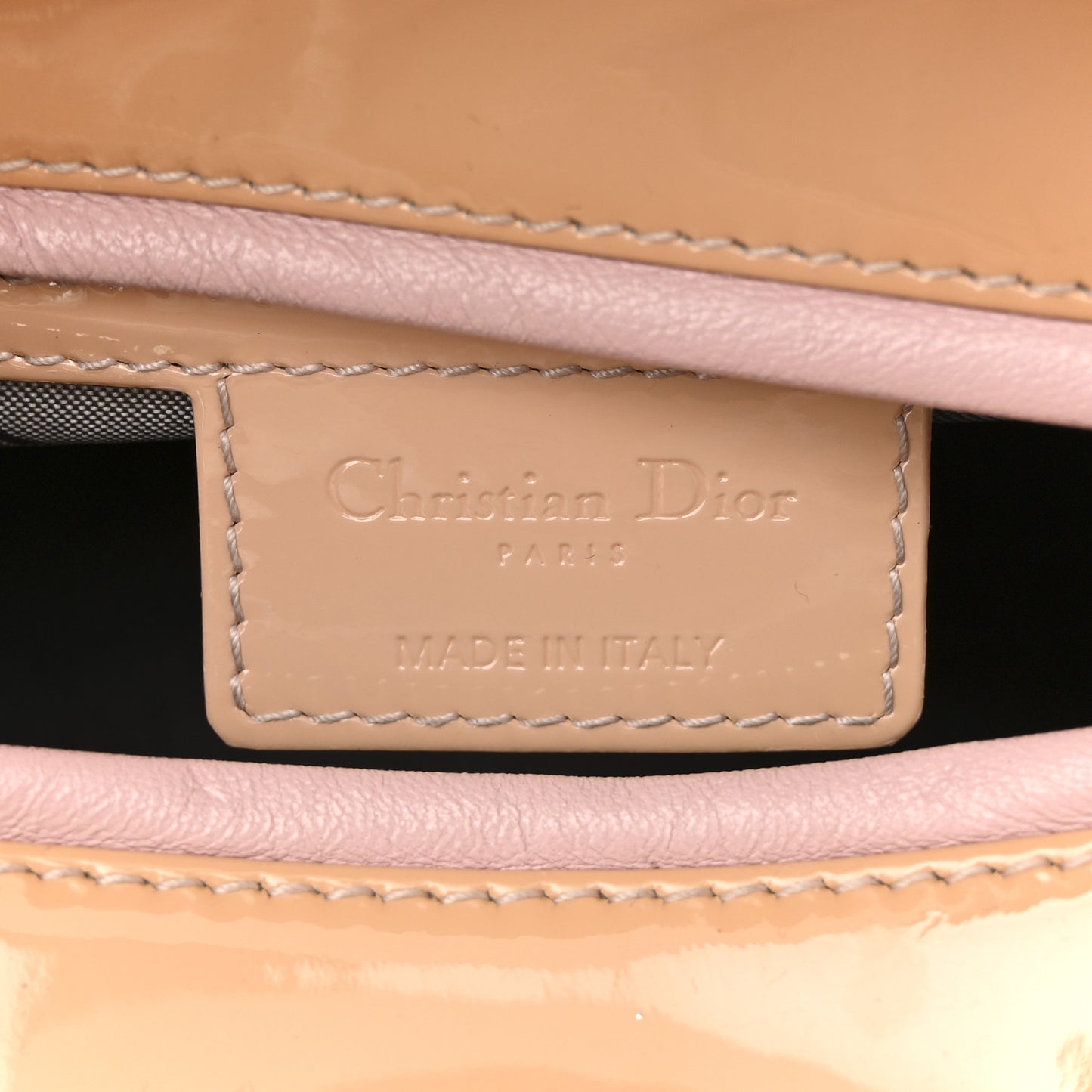 Patent Cannage Medium Lady Dior Beige