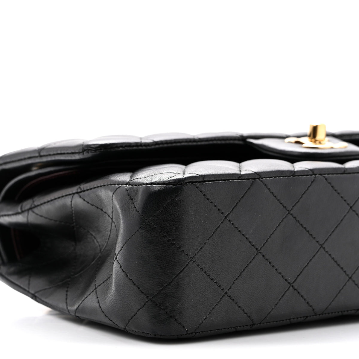 Lambskin Quilted Medium Double Flap Black