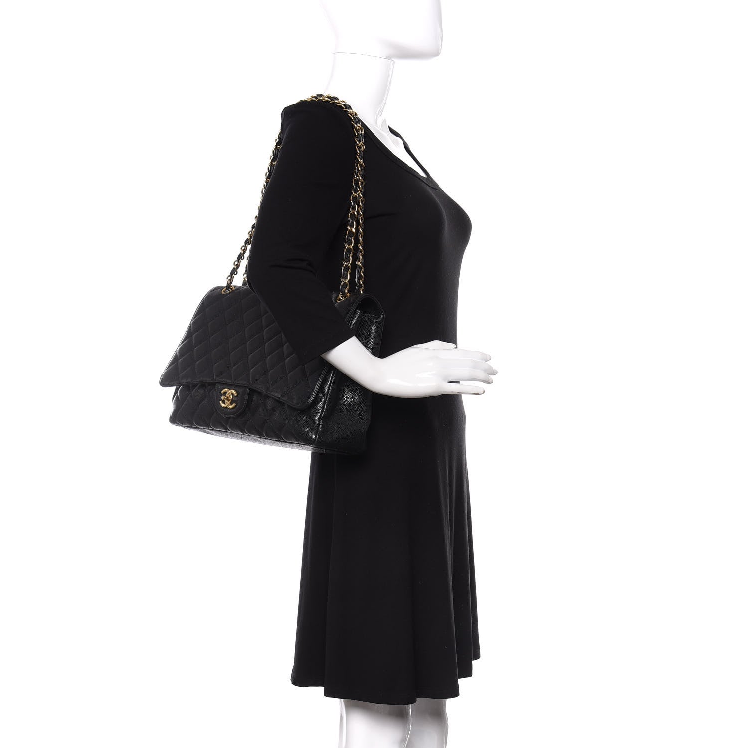 Chanel Caviar Quilted Maxi Single Flap Black 2 of 9