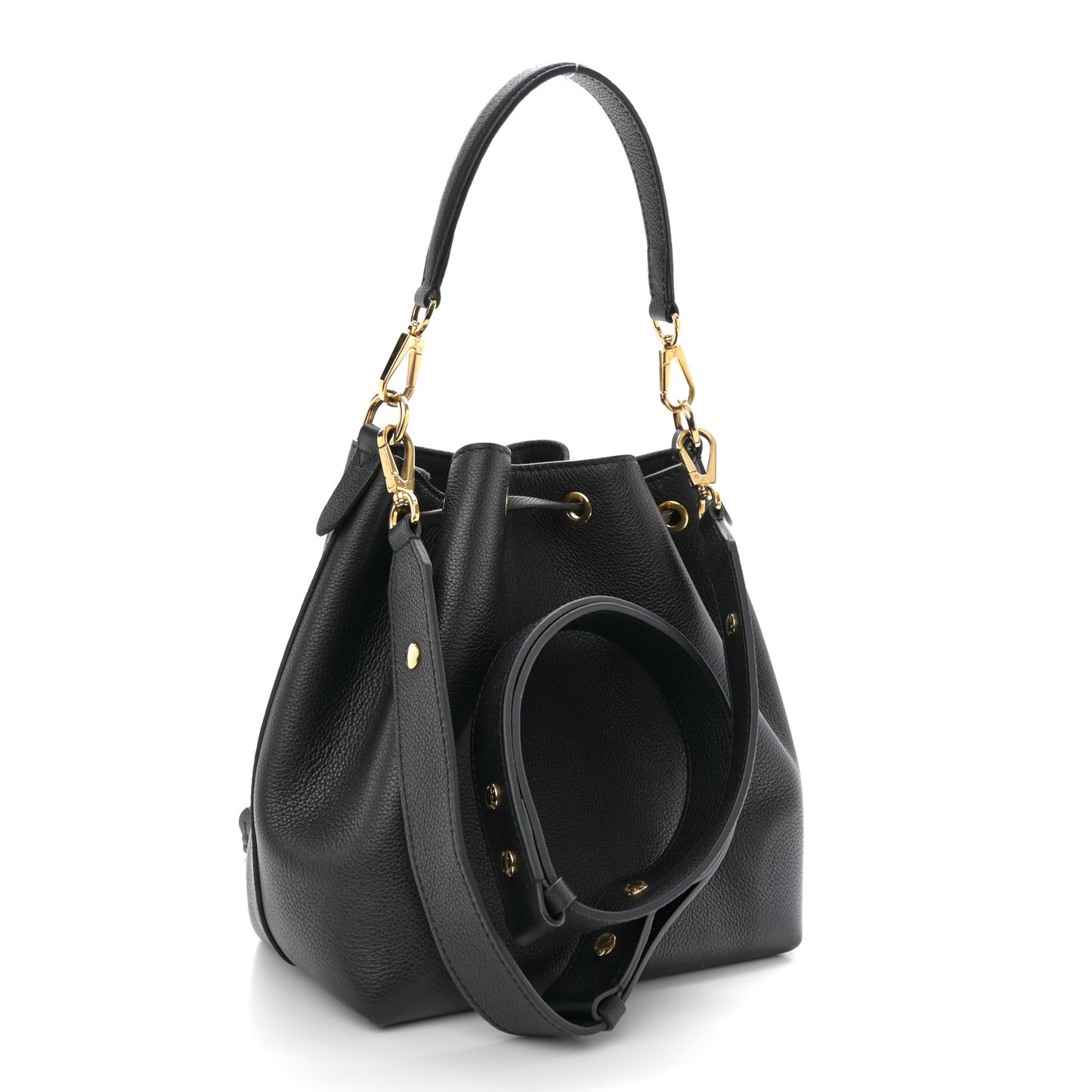 Calfskin Lockme Bucket MM Black