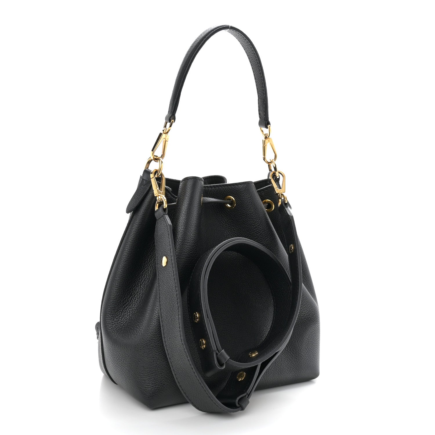 Louis Vuitton Calfskin Lockme Bucket MM Black 3 of 9