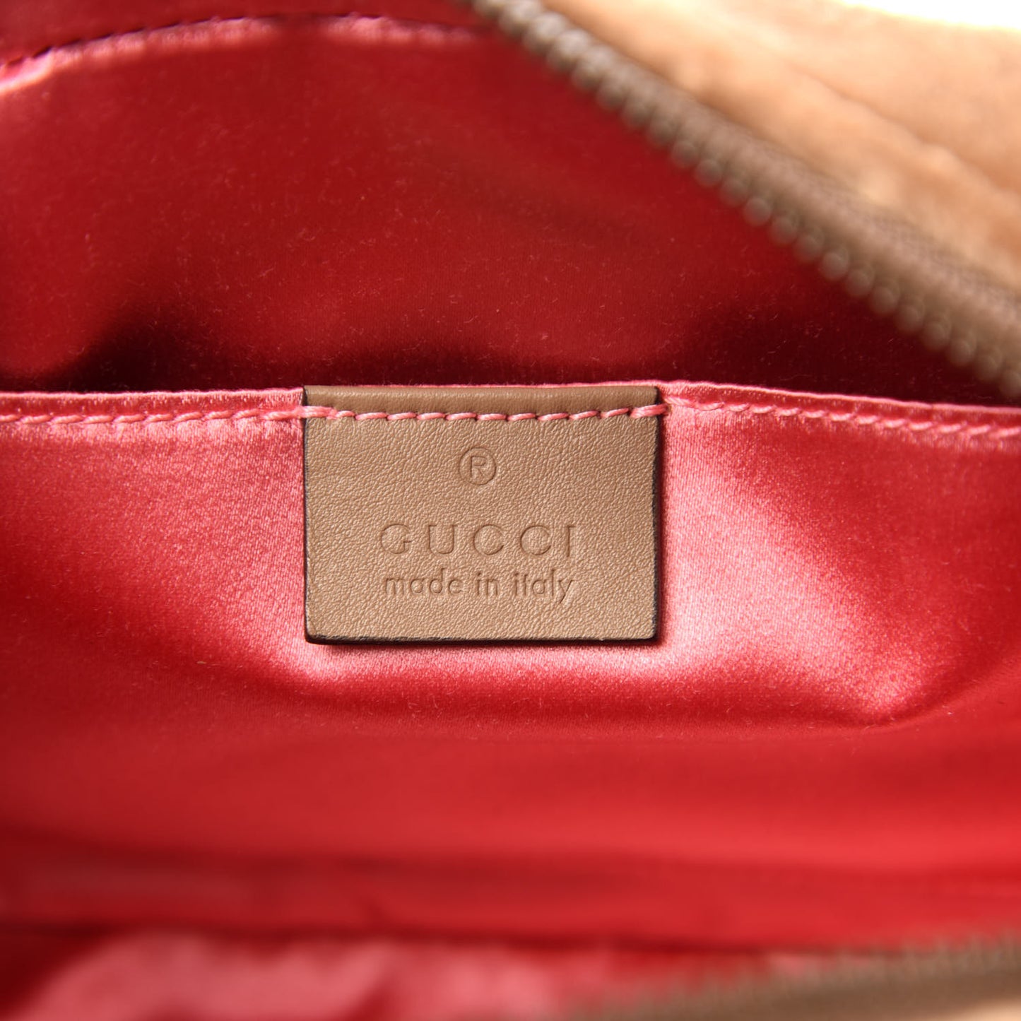 Velvet Matelasse Small GG Marmont Chain Shoulder Bag Taupe
