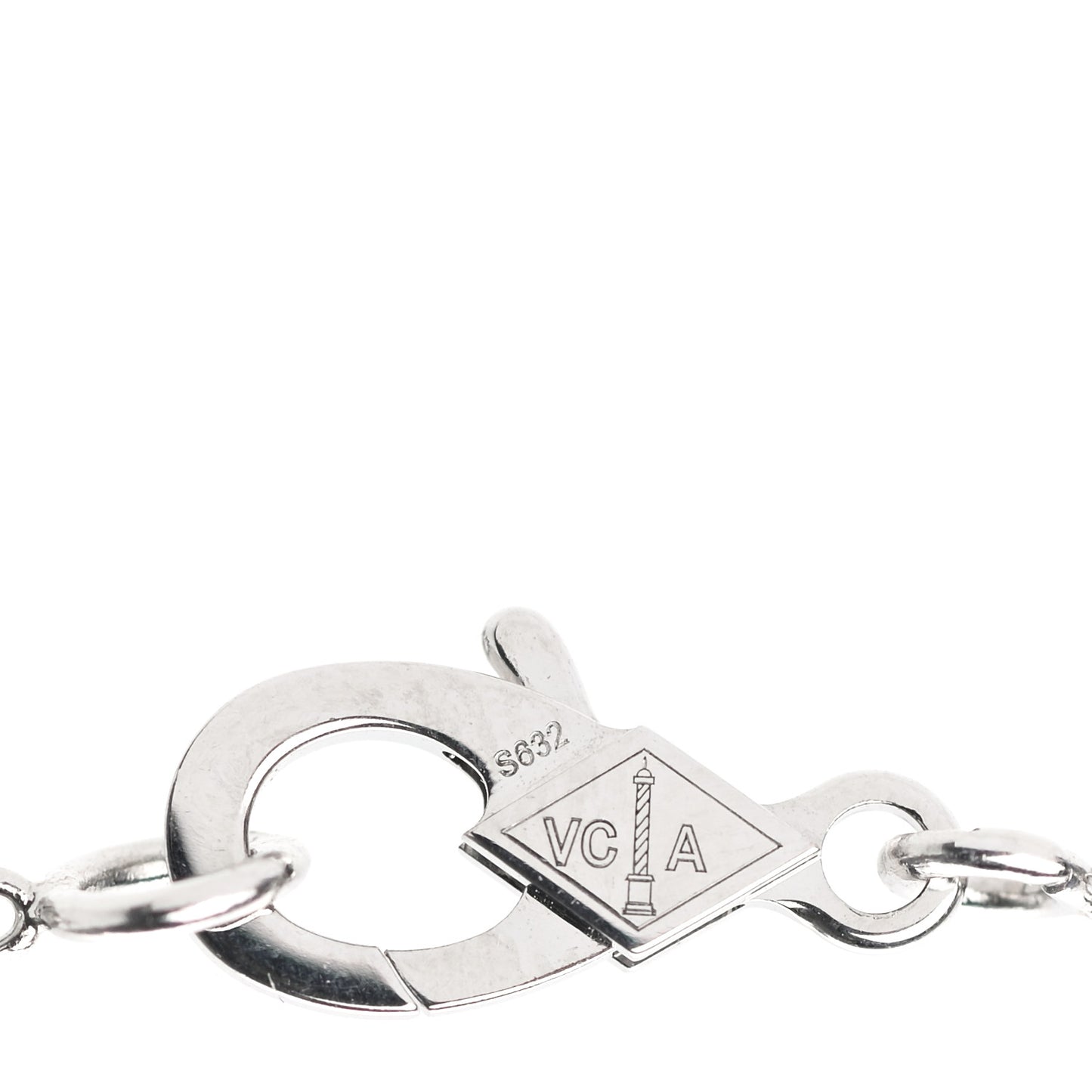 18K White Gold Mother of Pearl Vintage Alhambra Pendant Necklace