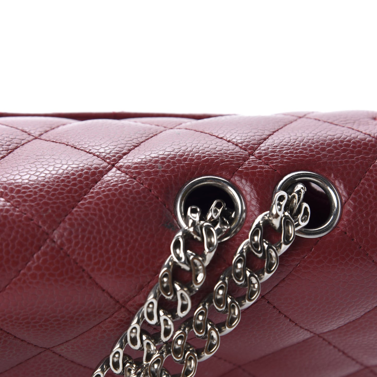 Caviar Quilted Jumbo Single Flap Bijoux Chain Red