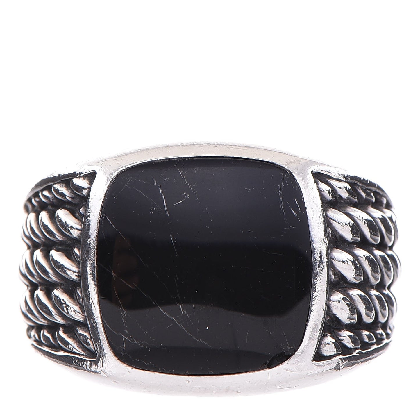 Sterling Silver Black Onyx Maritime Rope Signet Ring 65 11