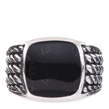 David Yurman Sterling Silver Black Onyx Maritime Rope Signet Ring 65 11 1 of 4