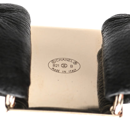 Chanel Lambskin Metal Enamel CC Hair Tie Black Gold 4 of 4