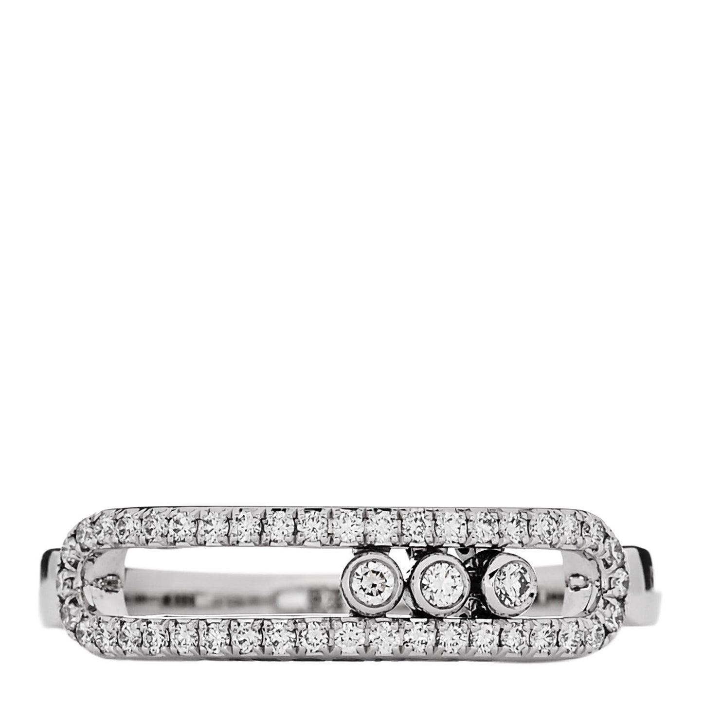 18K White Gold Diamond Baby Move Pave Ring 54 7