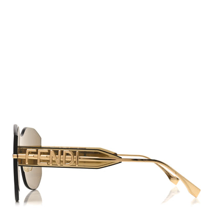 Fendi Acetate Metal Fendigraphy Shield Sunglasses FE 40067U Brown Gold 3 of 7