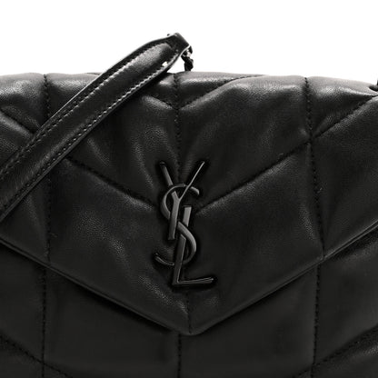 Saint Laurent Lambskin Quilted Toy Loulou Puffer Monogram Monochrome Chain Satchel Black 8 of 13