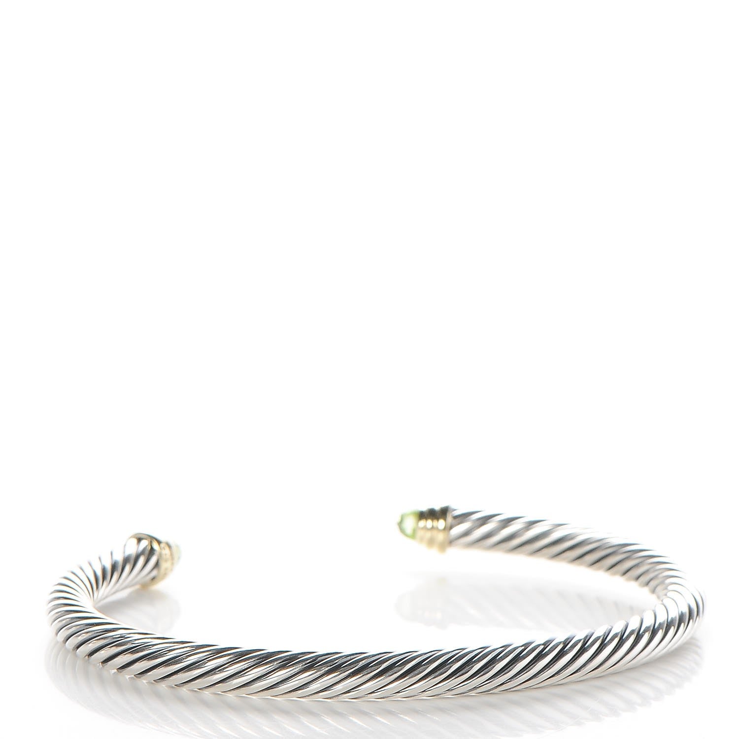 David Yurman Sterling Silver 14K Yellow Gold Peridot 5mm Cable Classics Petite Color Bracelet 3 of 4