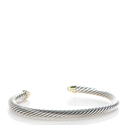 David Yurman Sterling Silver 14K Yellow Gold Peridot 5mm Cable Classics Petite Color Bracelet 3 of 4
