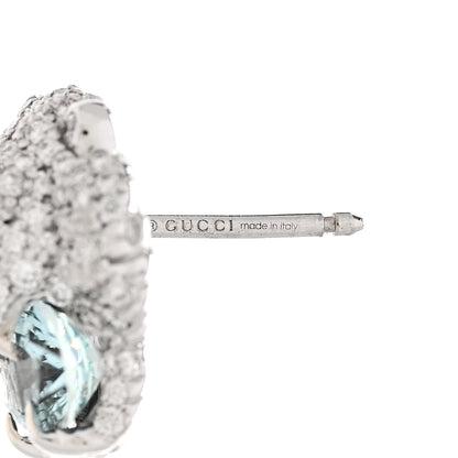 Gucci 18K White Gold Diamond Aquamarine Lion Head Earrings 4 of 8
