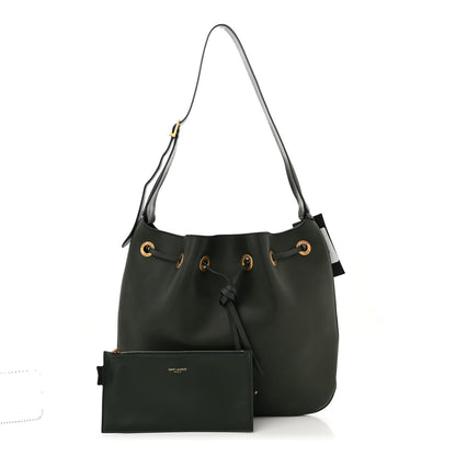 Saint Laurent Calfskin Medium Paris VII Flat Hobo New Vert Fonce 3 of 14