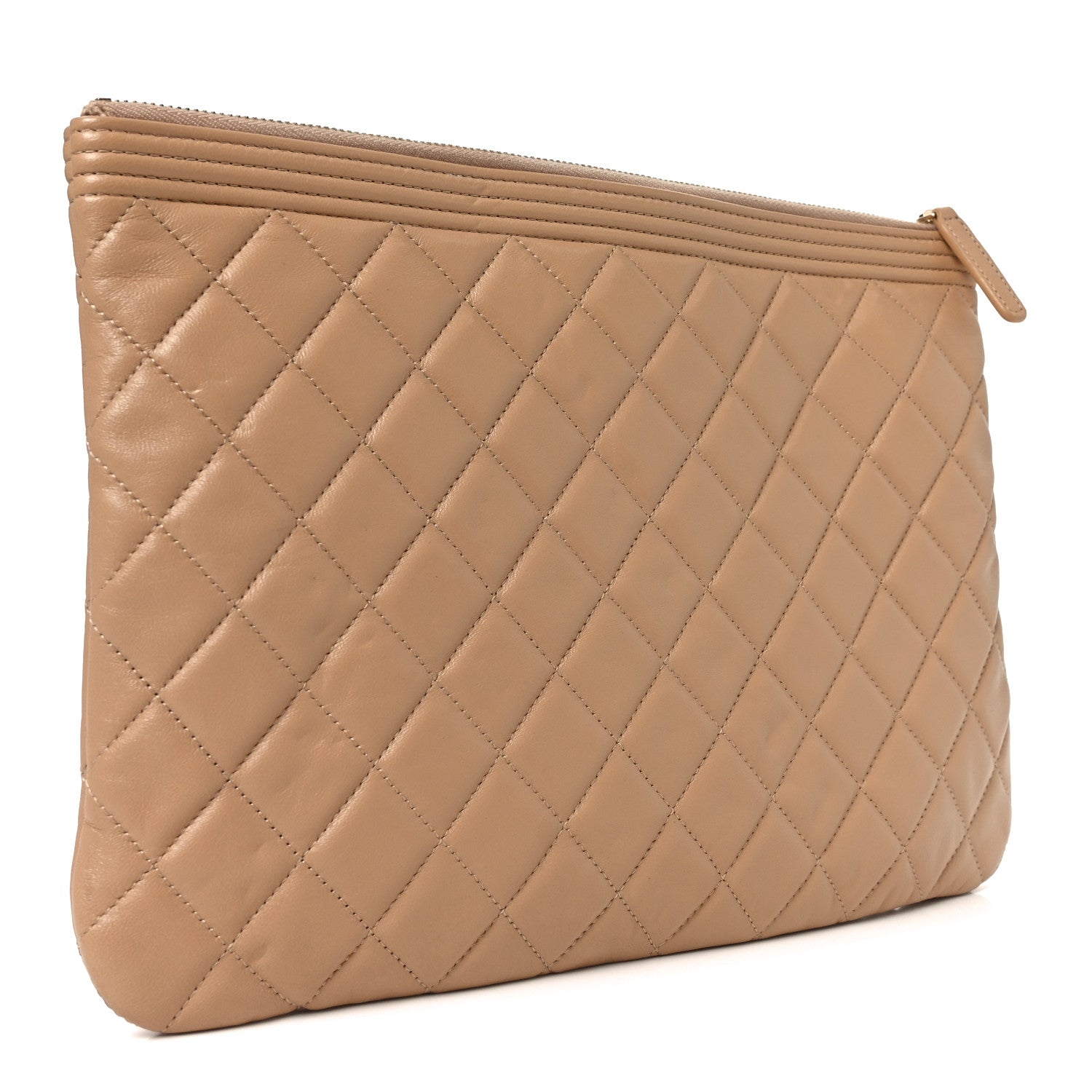 Chanel Lambskin Quilted Medium Boy Cosmetic Case Beige 3 of 8