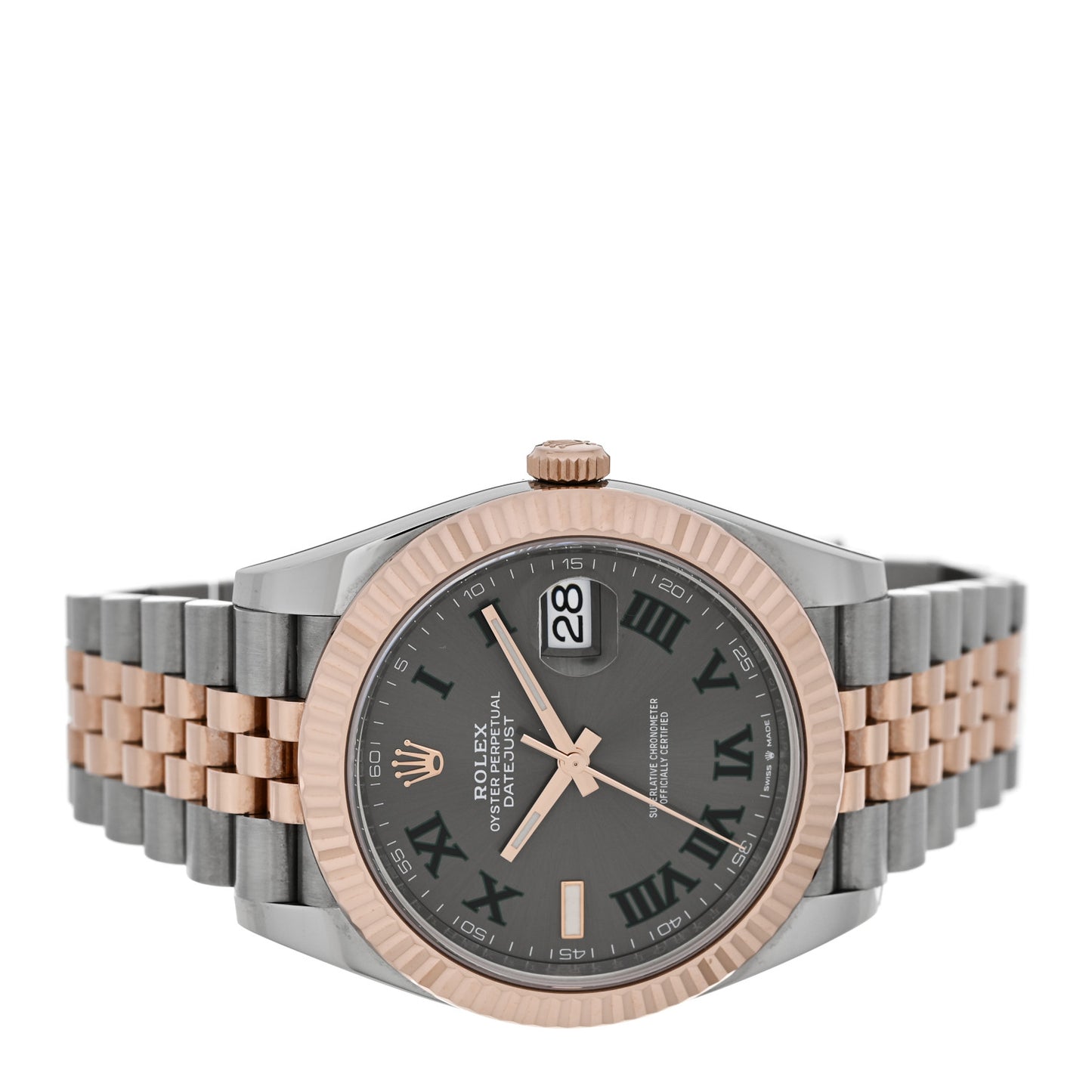 Stainless Steel 18K Everose Gold 41mm Oyster Perpetual Wimbledon Datejust Watch Slate 126331