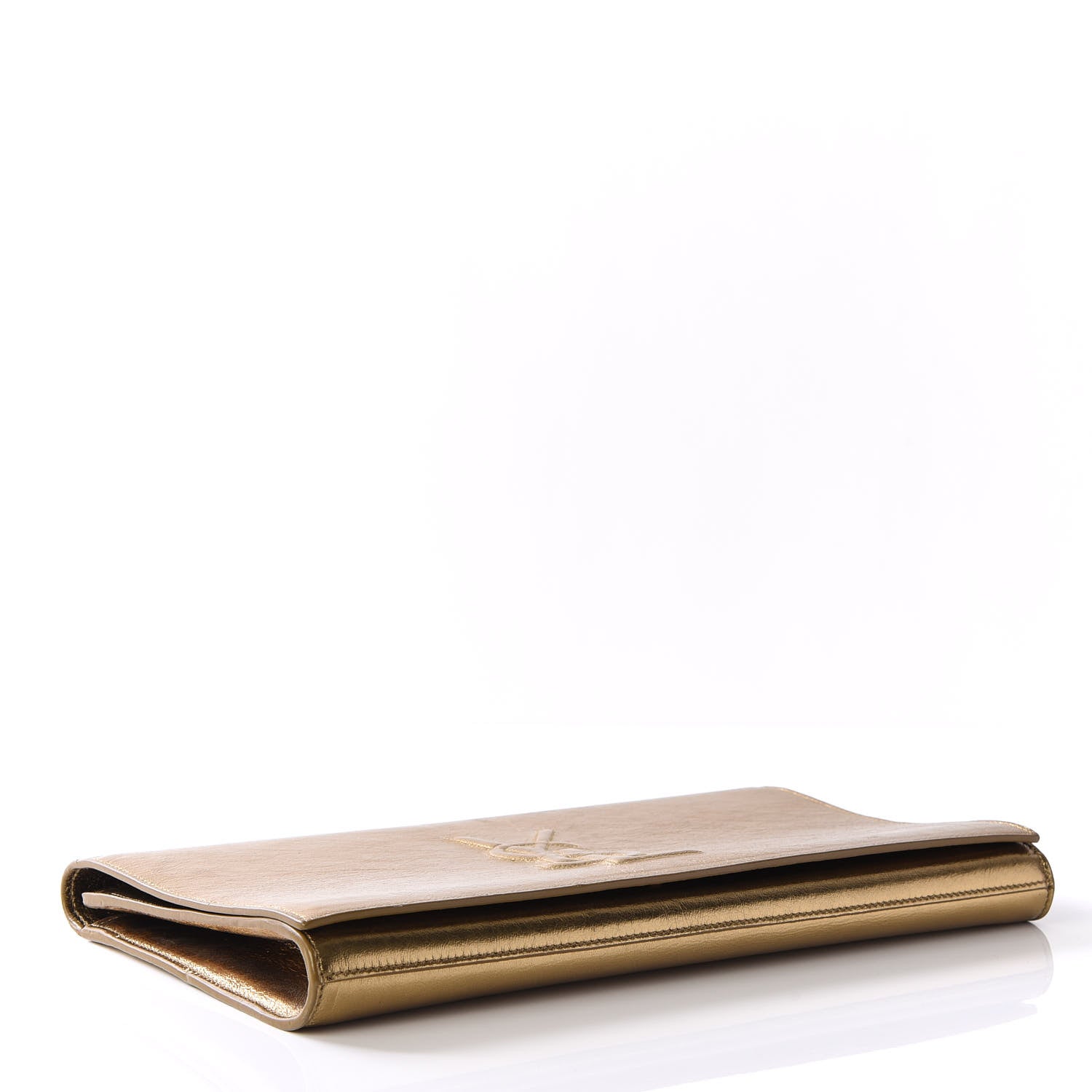 Saint Laurent Metallic Calfskin Monogram Large Belle De Jour Clutch Gold 3 of 12