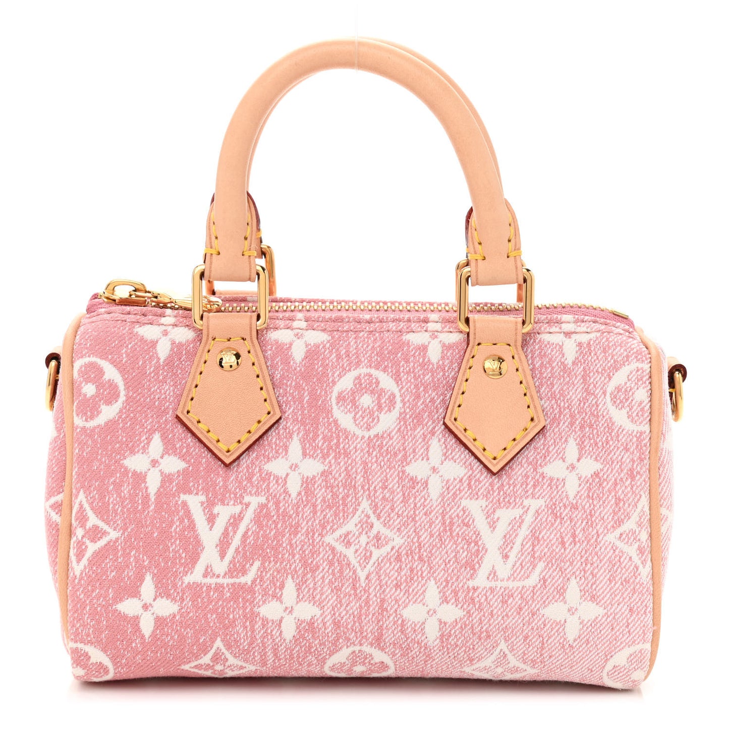 Monogram Jacquard Denim Nano Speedy Bandouliere Pink