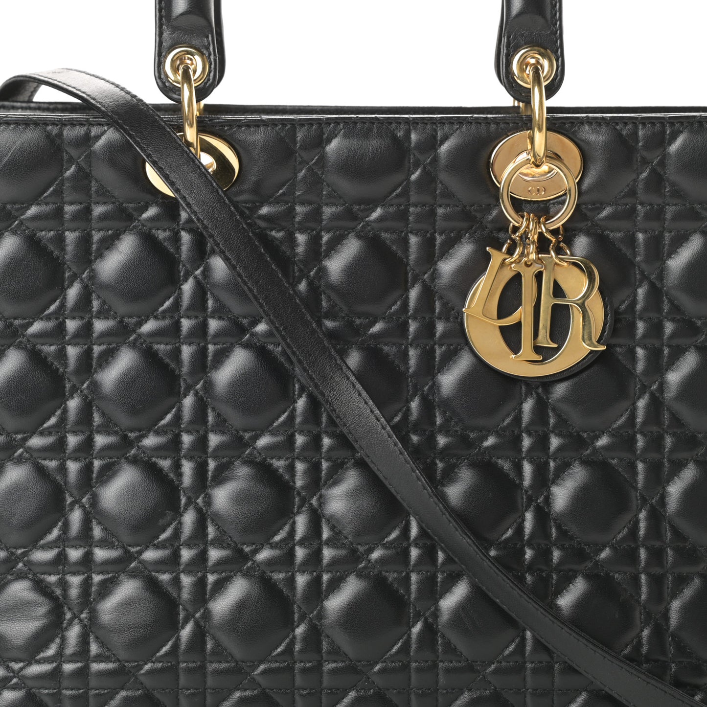 Lambskin Cannage Large Lady Dior Black