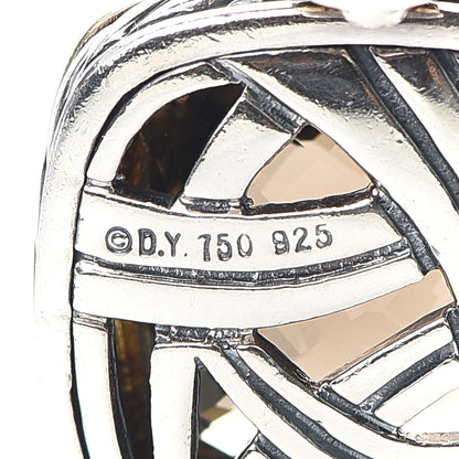 David Yurman Sterling Silver 18K Yellow Gold Diamond Smoky Quartz 14mm Albion Enhancer Pendant 3 of 3