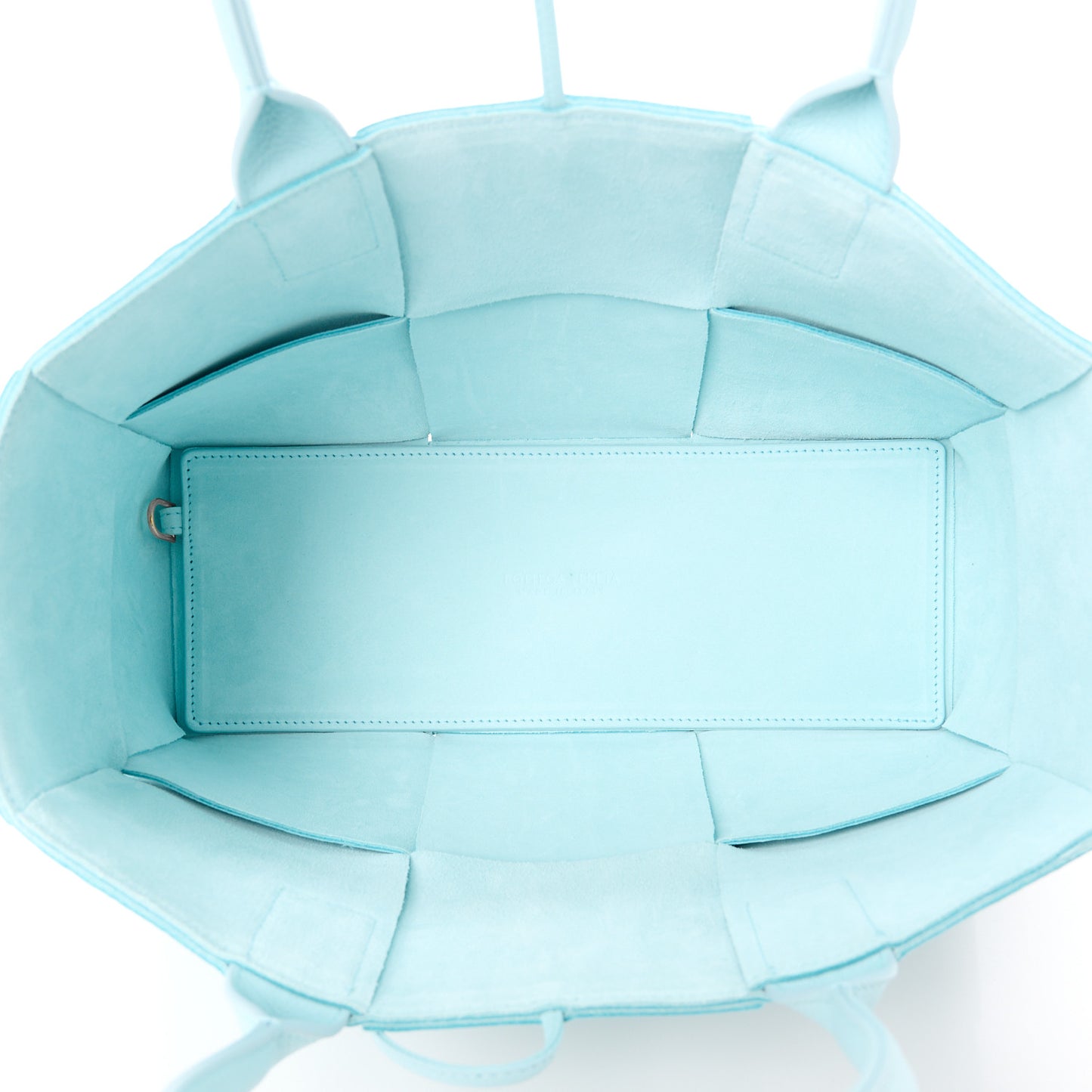 Grained Calfskin Intrecciato Small Arco Tote Pale Blue