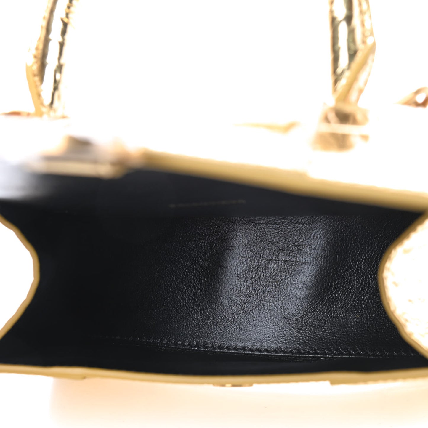 Metallic Calfskin Crocodile Embossed Hourglass Top Handle Bag XS Gold