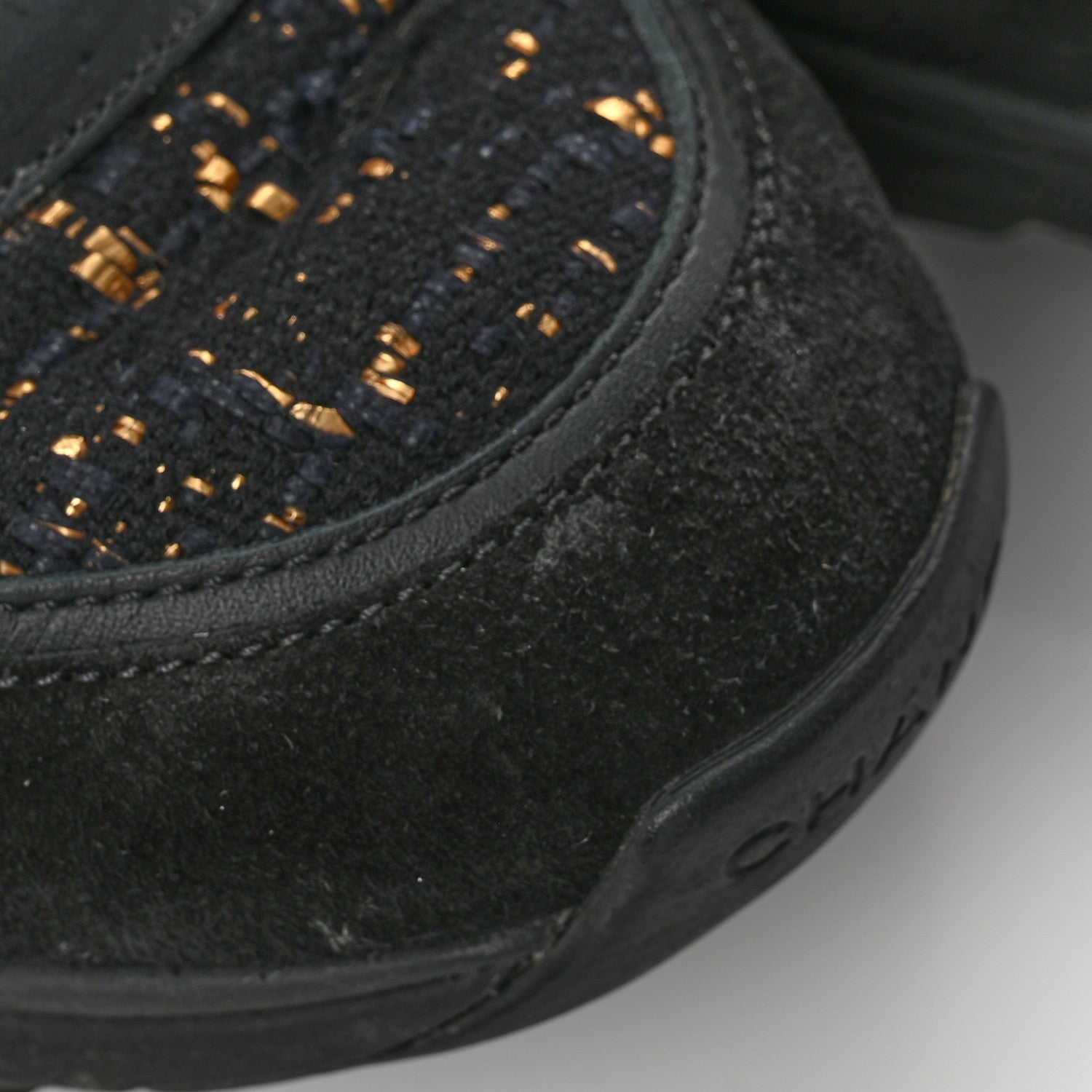 Chanel Velour Tweed CC High Top Sneakers 38 Black Gold 9 of 10