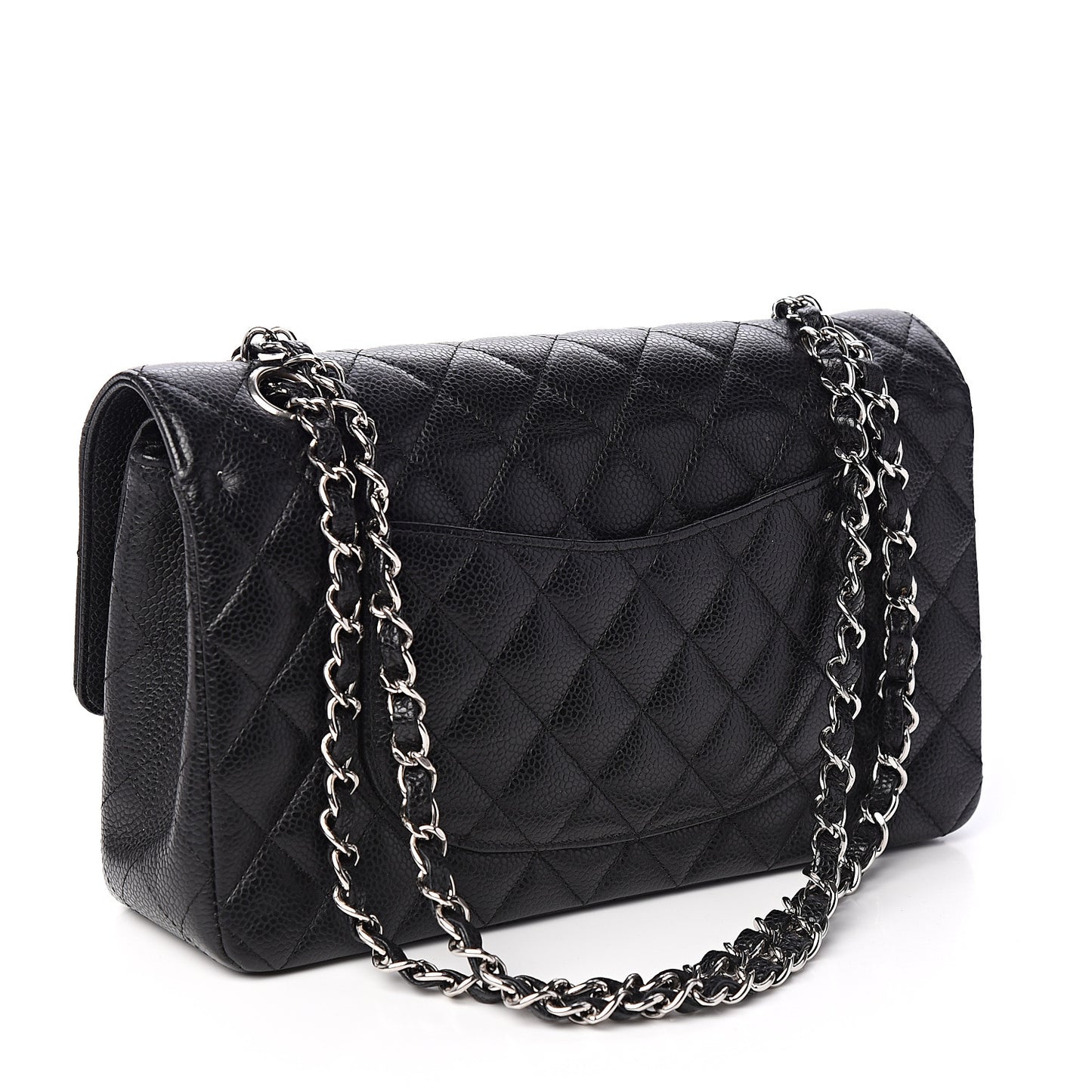Caviar Quilted Medium Double Flap Black