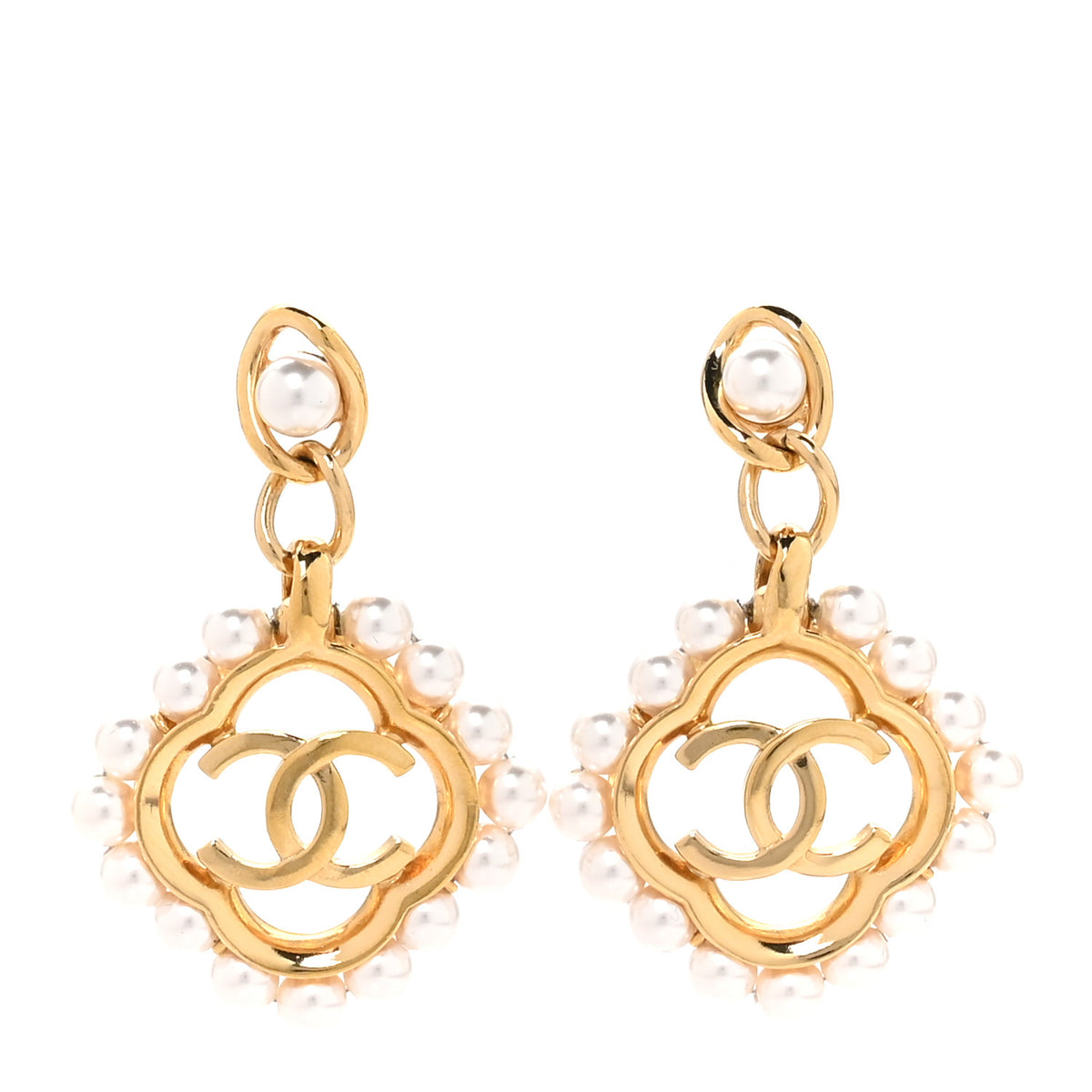 Chanel Pearl CC Drop Earrings Gold 1 of 5