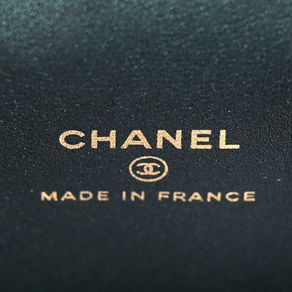 Chanel Iridescent Lambskin Quilted Mini Top Handle Vanity Case With Chain Dark Green 6 of 10