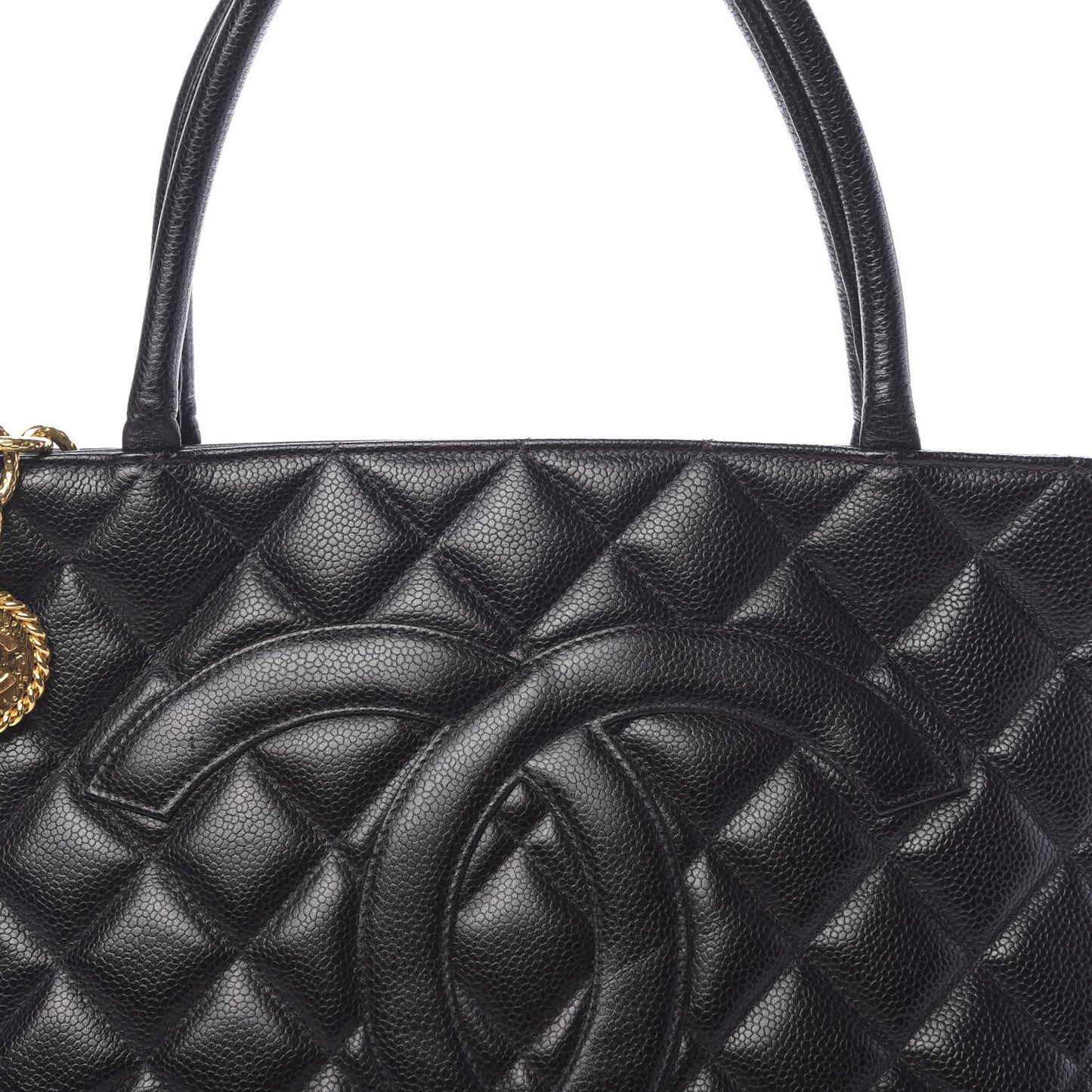 Caviar Quilted Medallion Tote Black