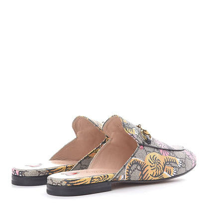 Gucci GG Supreme Monogram Bengal Womens Princetown Slippers 38 Beige Crop Pink 4 of 10