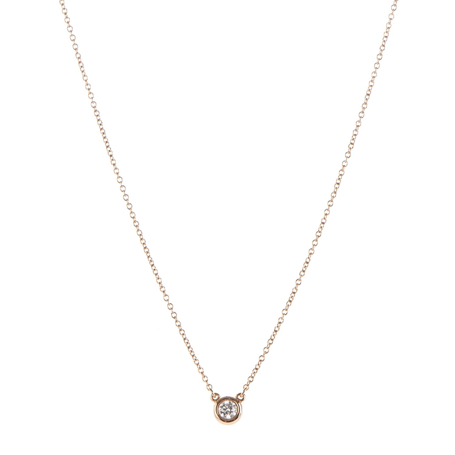 Tiffany 18K Yellow Gold Diamond .24ct Elsa Peretti Diamonds by the Yard Pendant Necklace 1 of 6