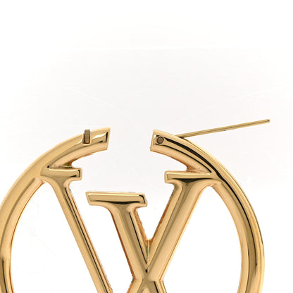 Louis Vuitton Metal Louise Hoop Earrings Gold 3 of 5