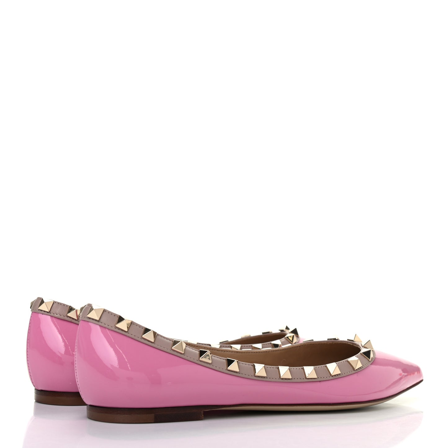 Patent Nappa Rockstud Ballerina Flats 36.5 Dawn Pink Poudre