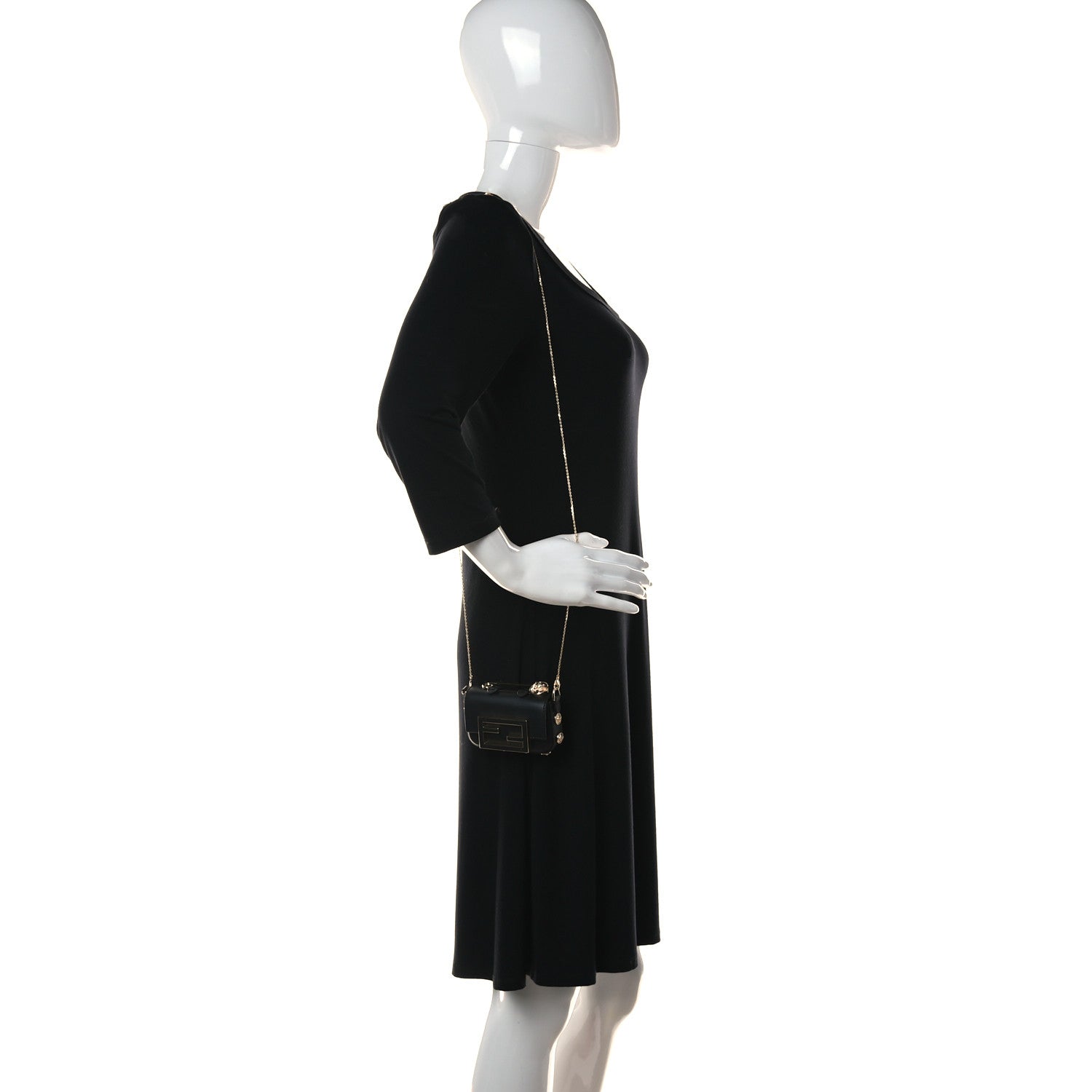 Fendi X VERSACE Vitello Seta Fendace Studded Nano Brooch Baguette Black 3 of 8