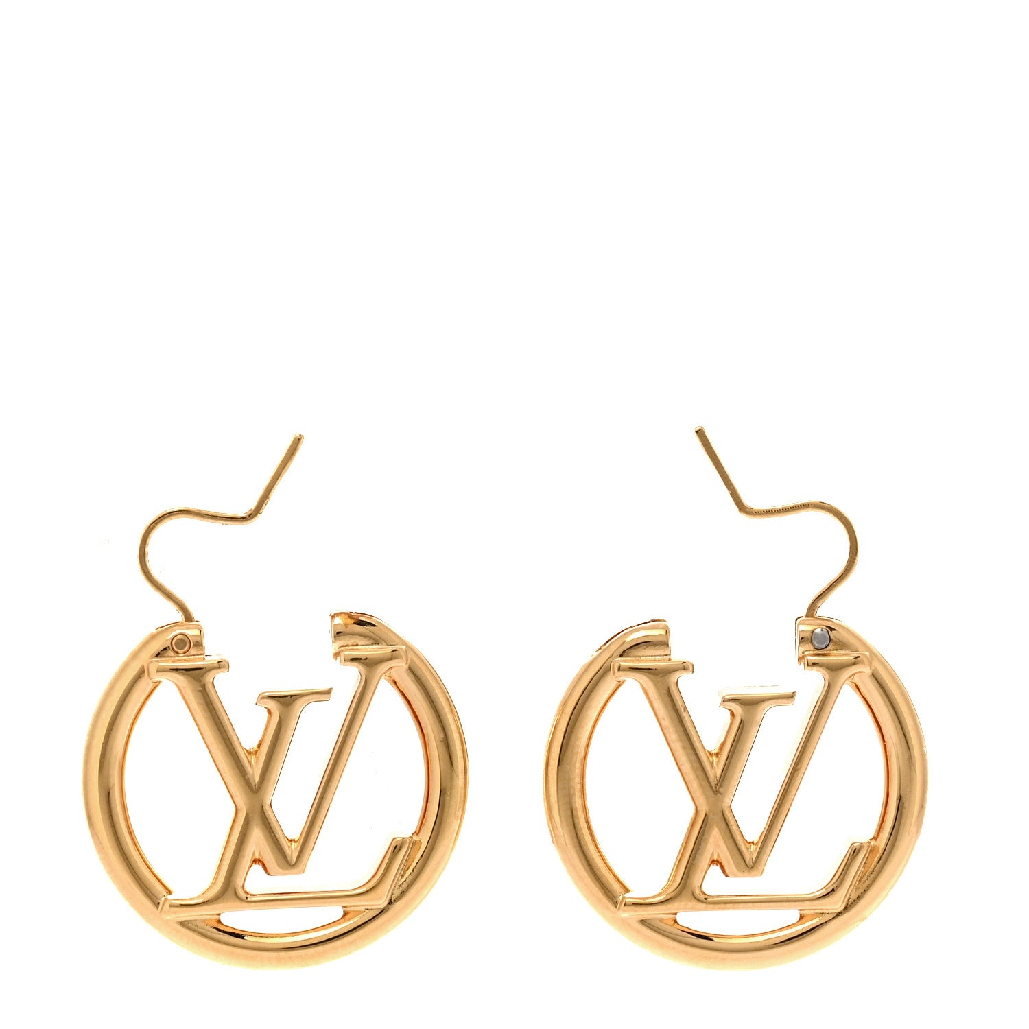 Louis Vuitton Metal Small Louise Hoop Earrings Gold 3 of 5