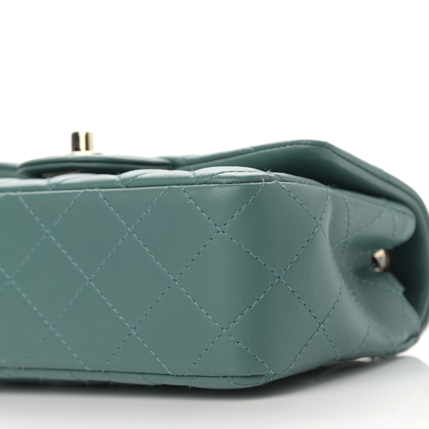 Lambskin Quilted Mini Rectangular Flap Green