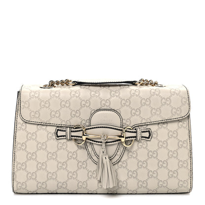 Gucci Guccissima Signature Medium Emily Chain Shoulder Bag Mystic White 1 of 10