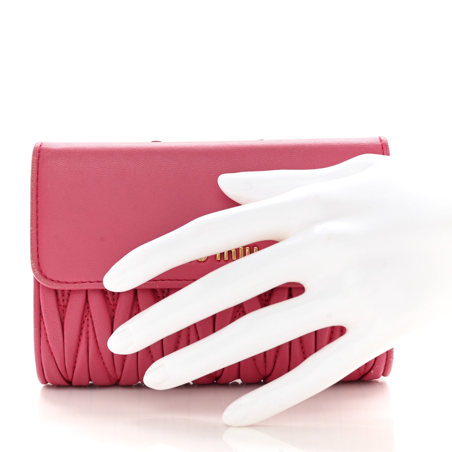 Nappa Matelasse Flap Tri-Fold Wallet Geranio