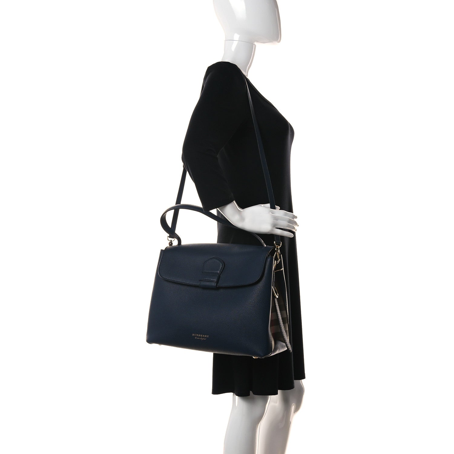 Burberry Derby Calfskin House Check Medium Camberley Ink Blue 2 of 20