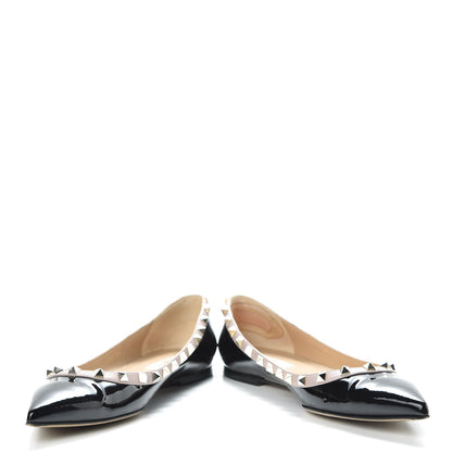 Valentino Garavani Patent Rockstud Ballerina Flats 41 Black Poudre 5 of 19
