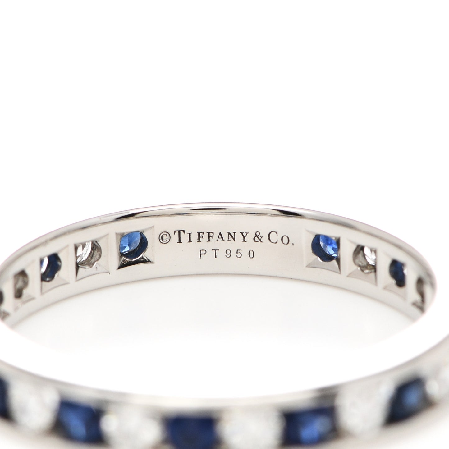 Platinum Diamond Blue Sapphire Eternity Band Ring 54 7