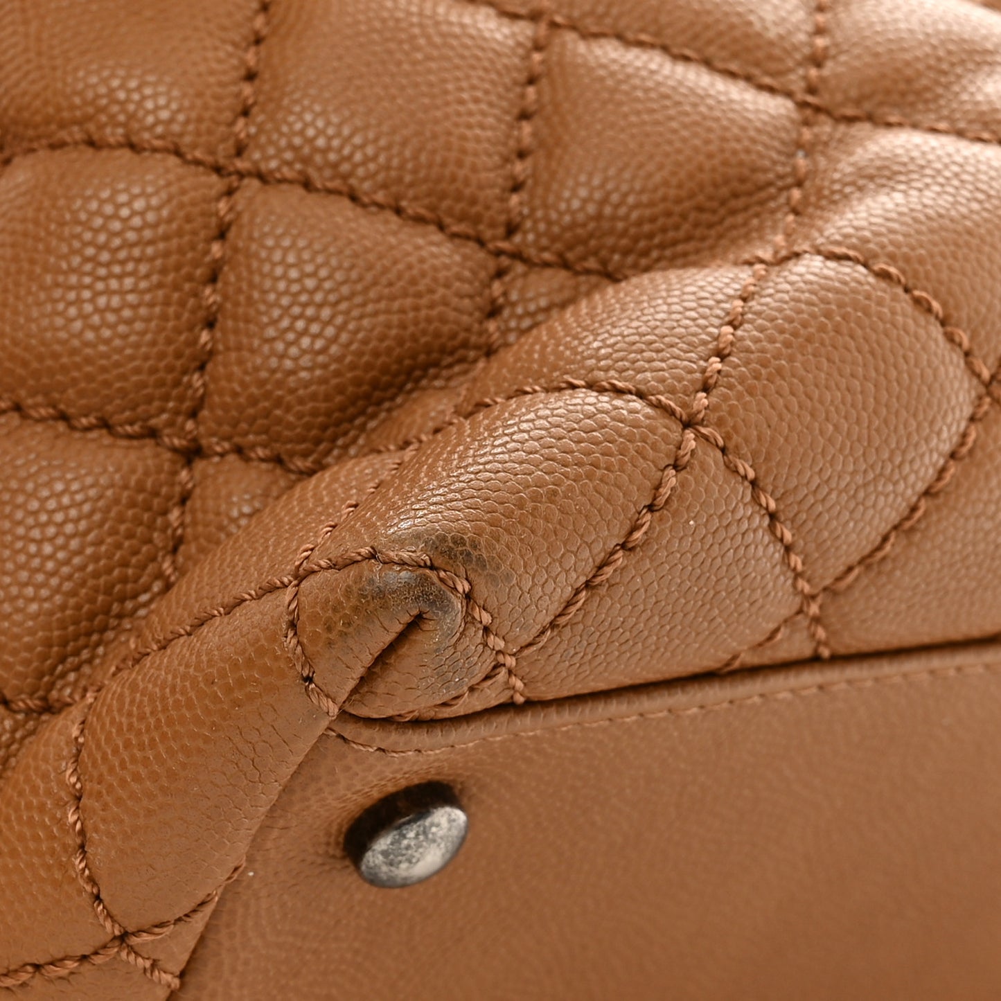 Caviar Quilted Medium Coco Handle Flap Camel