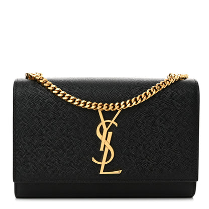 Saint Laurent Grain De Poudre Small Monogram Kate Satchel Black 1 of 12