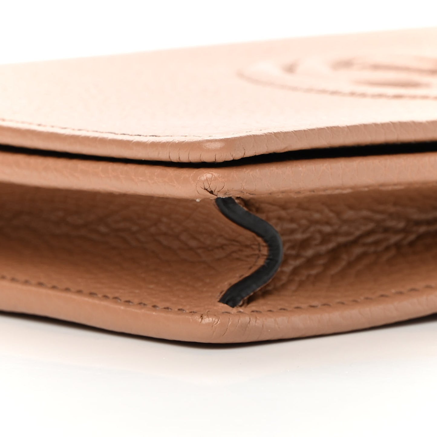 Pebbled Calfskin Soho Wallet on Chain Camelia