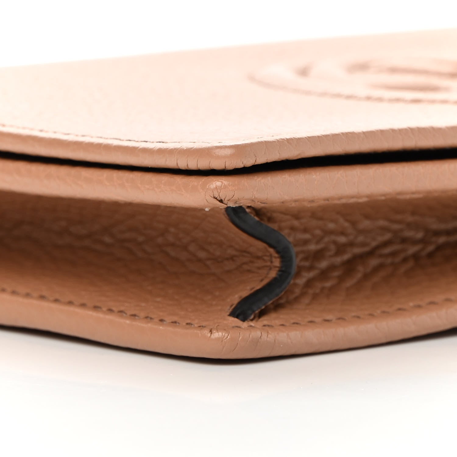 Gucci Pebbled Calfskin Soho Wallet on Chain Camelia 8 of 12