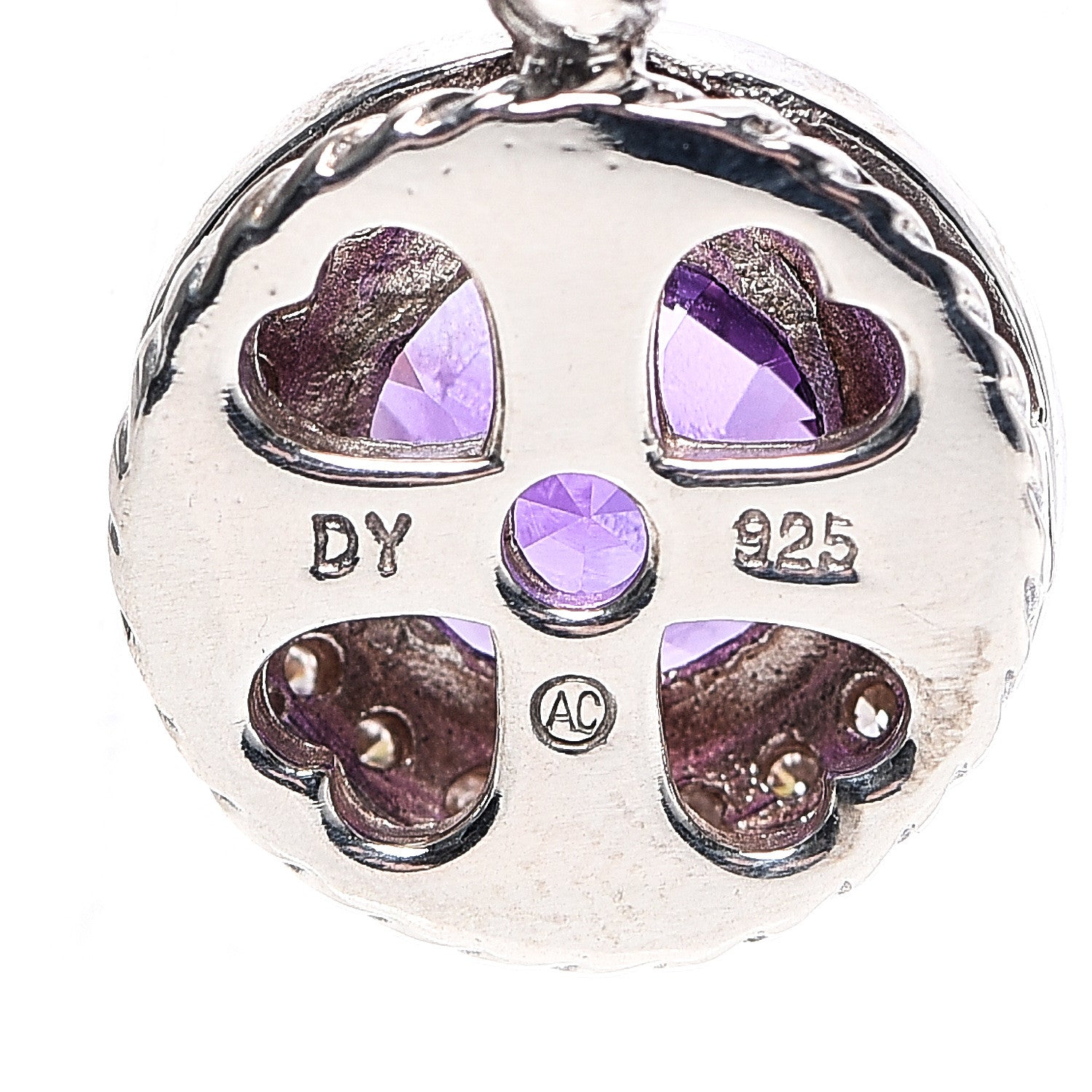 David Yurman Sterling Silver Diamond Amethyst 8mm Petite Cerise Pendant 3 of 3